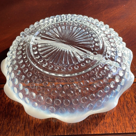 Moonstone hobnail relish dish vintage 1940s Anchor Hocking - Picture 3 of 7